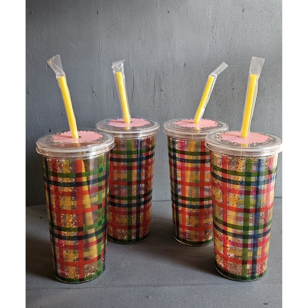 Bando Tumbler With Straw Block Party 20oz Filled W/ Glitter Gift Bundle